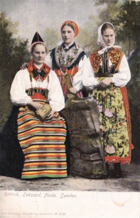 sweden rattvik seksand floda locals in traditional costume europe sweden postcard hippostcard