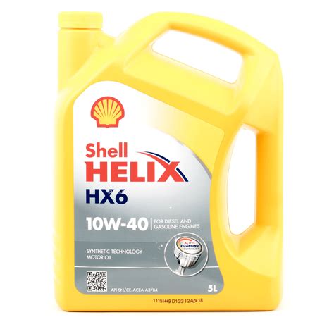Engine Oil Shell Helix Hx6 10w 40 5l Part Synthetic Oil 550039689