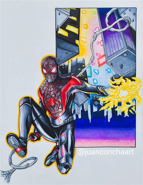 Miles Morales Ps5 Suit Art I Made Using Prismacolor Markers And Colored