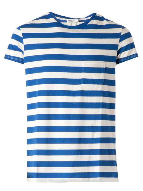 Instantly dress up or down an outfit with a striped wardrobe. Saint Laurent Striped Tshirt in White (Blue) for Men - Lyst