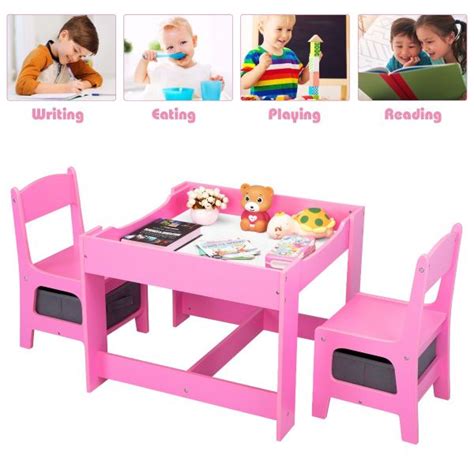 3 in 1 Children Activity Wood Table and Chair Set, 3-6 Years Old