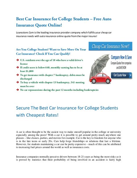 College students who are renting an apartment and have their own auto insurance policy may qualify for a discount for bundling their car insurance and renters insurance policies. Best car insurance for college student