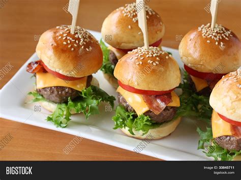 Mini Hamburgers Mini Burgers Party Food Finger Food Stock Photo