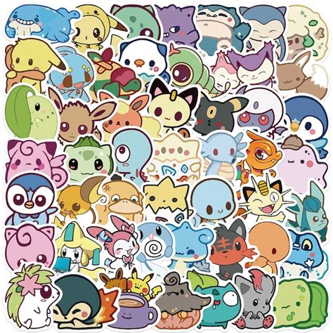 Cute Kawaii Chibi Pokemon 50 Stickers Etsy