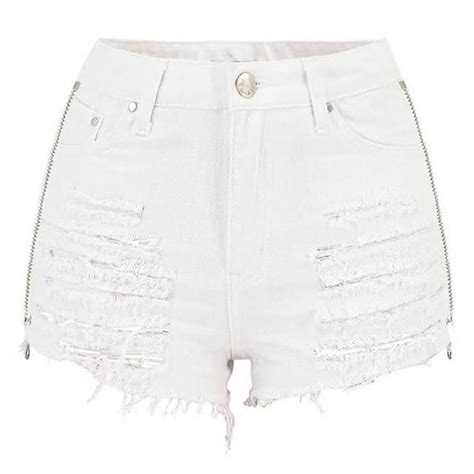 Cwlsp White Ripped Summer Shorts Zipper Womens Denim Shorts Tassel Hi