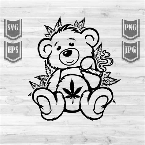 Teddy Bear Smoking Joint Svg File Stoned Bear Svg Etsy