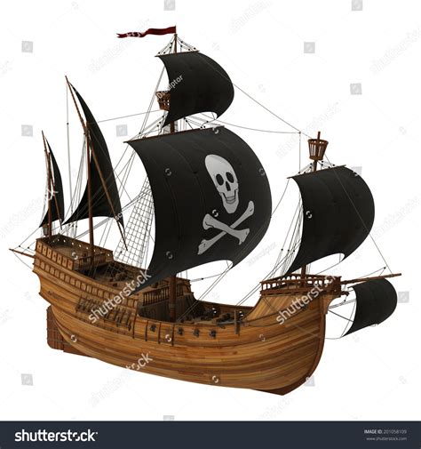 Pirate Ship 3d Model 库存插图 201058109 Shutterstock