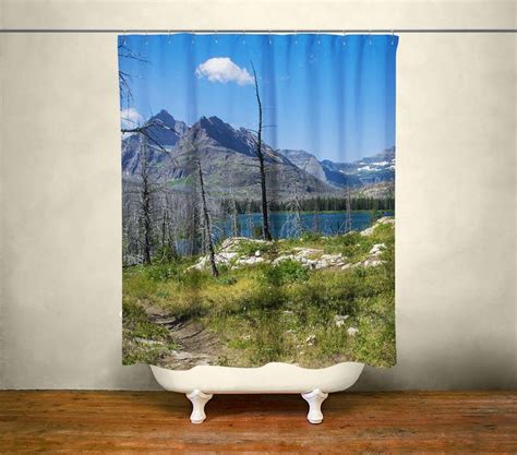 Glacier Lake Shower Curtain Rocky Mountains Mountain Etsy