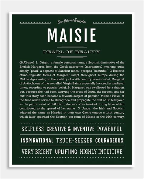 Maisie Name Art Print Classic Names Names With Meaning Names