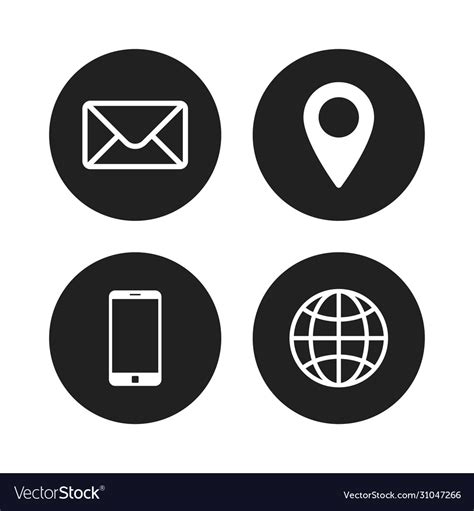 Contact Mail Telephone Location Icon Isolated Vector Image