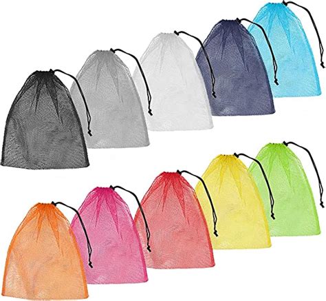 Geluode Nylon Mesh Bag10 Pack Colorful Drawstring Mesh Stuff Sack