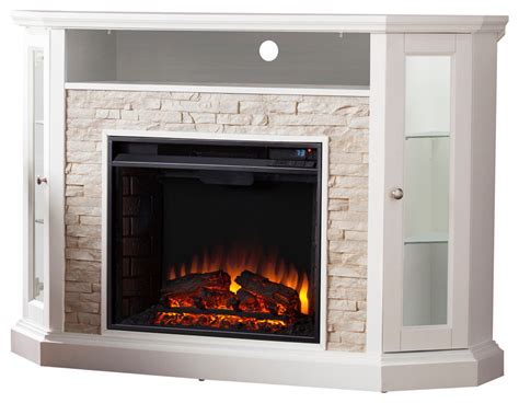 Mikael Corner Convertible Electric Media Fireplace Transitional