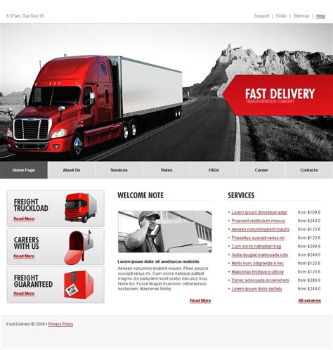 Trucking Company Website Template Free