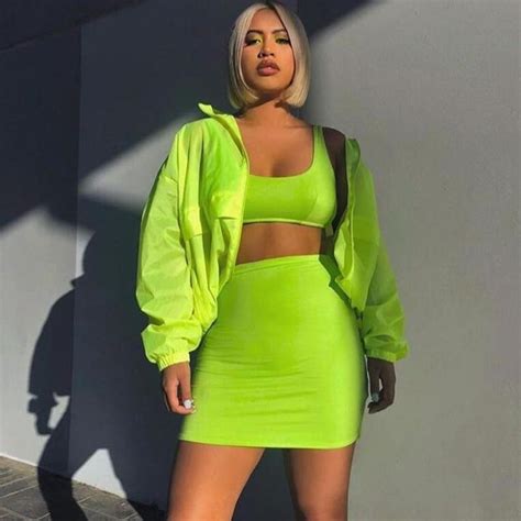 Follow Me For More Content Cassmelanin Neon Outfits Neon Skirt