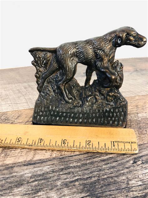 Vintage Bookend Dog Bronze Copper Cast Metal Bookend Hunting Etsy