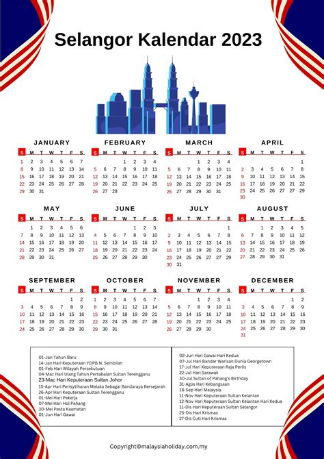 Selangor Cuti Umum Kalendar 2023 ️