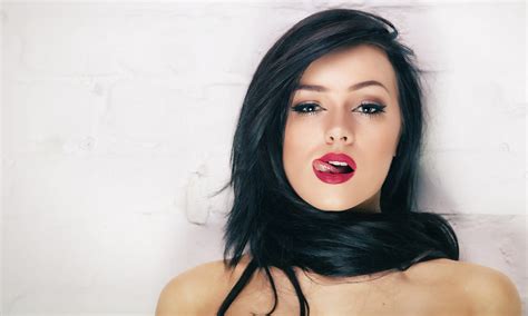 Free Download HD Wallpaper Woman In Red Lipstick Women Model Face Brunette Portrait