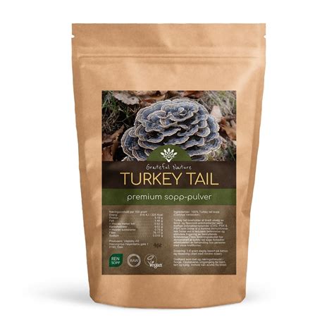 turkey tail sopp coriolus versicolor pulver 250g natur no grateful nature as