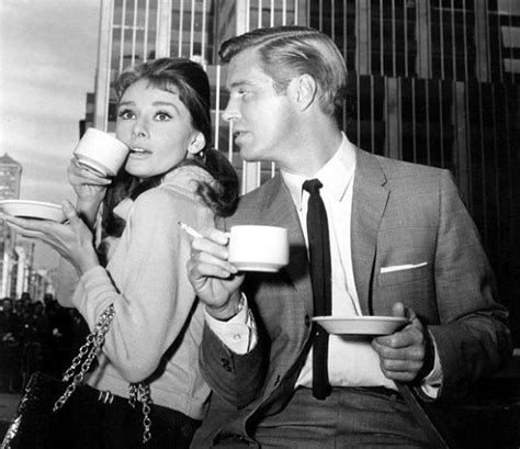 Audrey Hepburn And George Peppard Filming Breakfast At Tiffanys In New York George