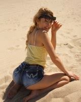 Hot Blonde Is On The Beach With Perfect Tasty Apple Ass In Tight Jeans