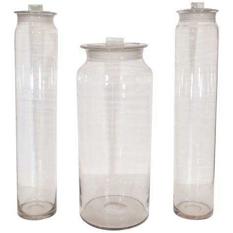 Set Of Three 19th To Early 20th Century French Glass Specimen Jars With
