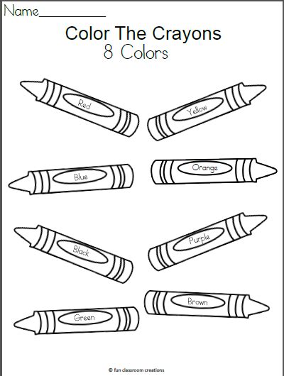 Color The 8 Crayons Free Worksheets For Preschool And Kindergarten