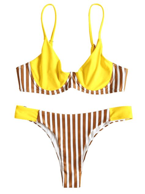 off low waist stripe underwire bikini in rubber ducky yellow hot sex picture