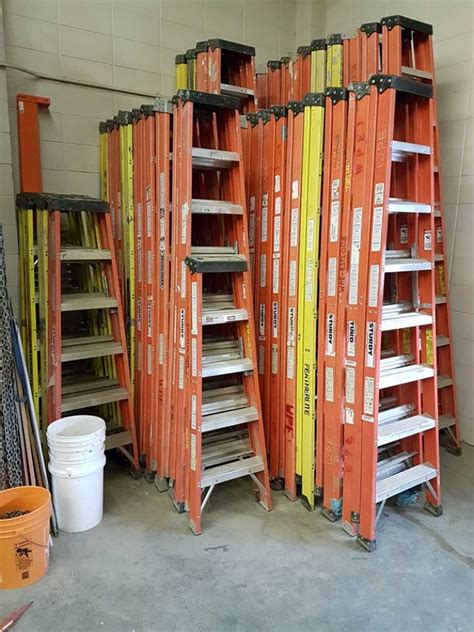 Always Store Portable Ladders In A Vertical Upright Position