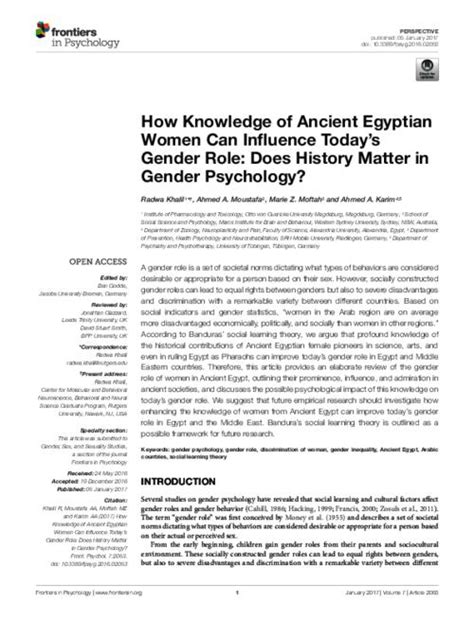 How Knowledge Of Ancient Egyptian Women Can Influence Todays Gender