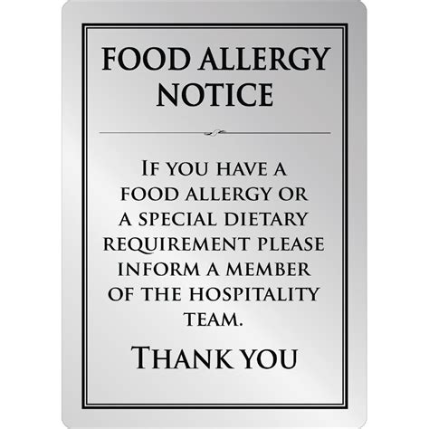 Brushed Steel Food Allergy Sign Pgm817 Buy Online At Nisbets
