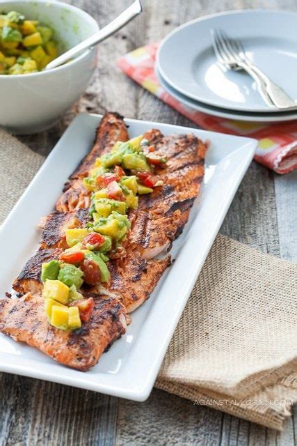 Blackened Grilled Salmon With Mango Avocado Salsa Against All Grain