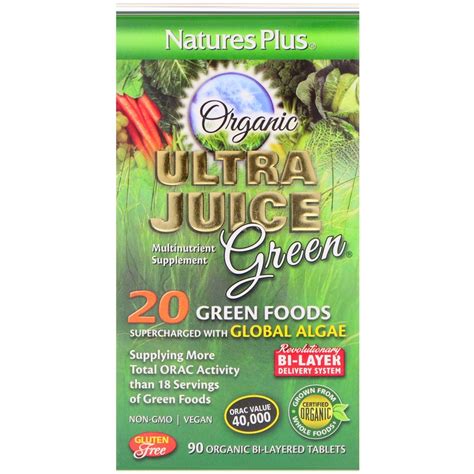 Natures Plus Organic Ultra Juice Green 90 Organic Bi Layered