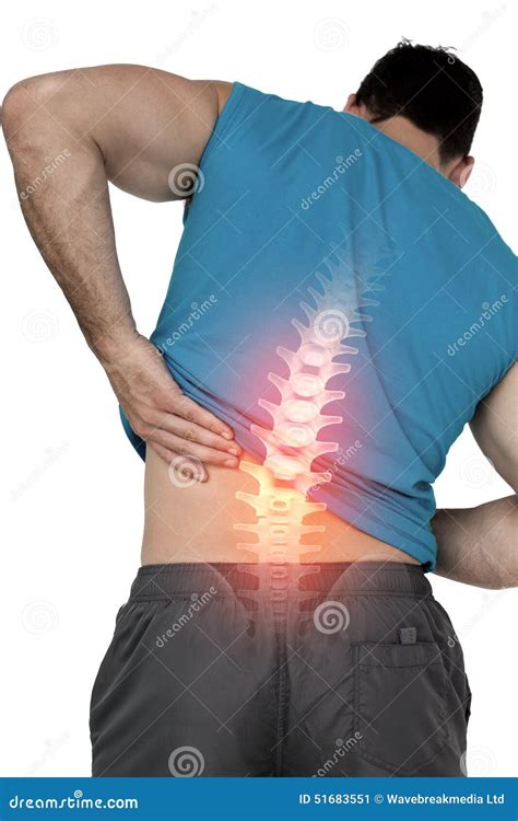 Highlighted Back Pain Of Fit Man Stock Image Image Of Healthy Male