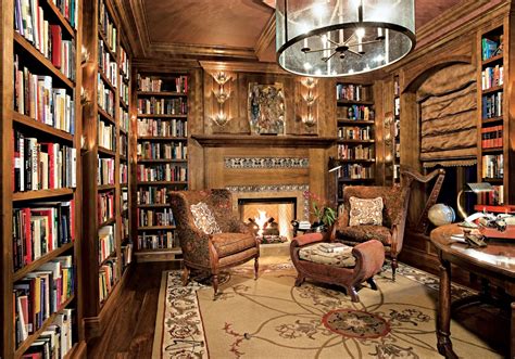 Traditional Brown Library Luxe Interiors Design