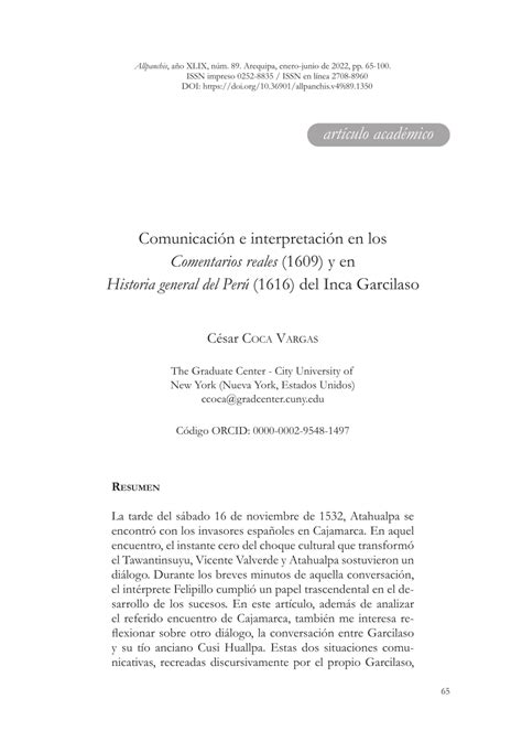 PDF Comunicación e interpretación en los Comentarios reales 1609 y