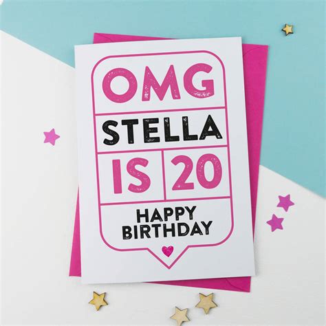 Get birthday greetings from fellow guests throughout the day with a magical birthday button! Omg 20th Birthday Card Personalised By A Is For Alphabet | notonthehighstreet.com