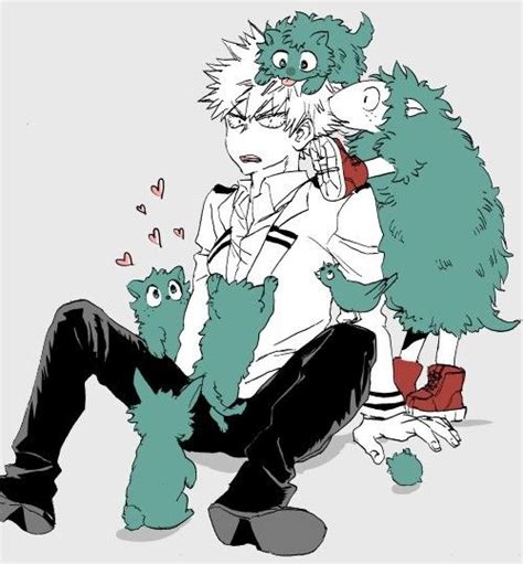 Bakugou Katsuki And Sheepdogbirdrabbit Midoriya Izuku Hero