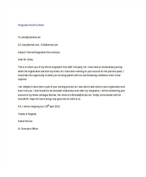 Letter To Customers Announcing Resignation Sample Resignation Letter