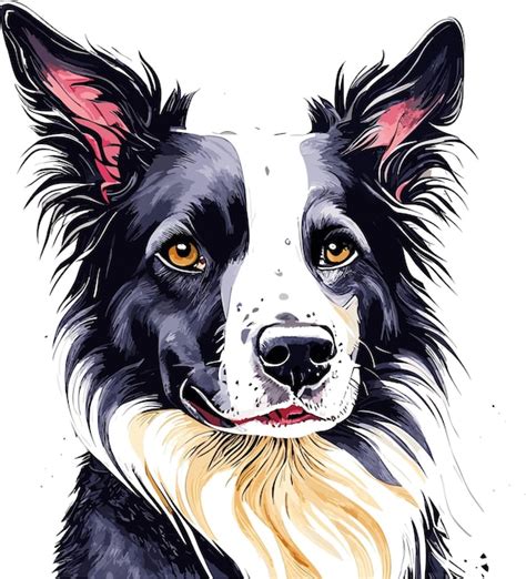 Premium Vector Border Collie Dog Watercolor Vector