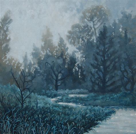 Original Art Oil Painting Blue Forest Etsy