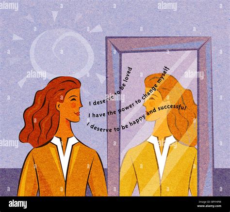A Woman Looking At Herself In The Mirror And Saying Positive