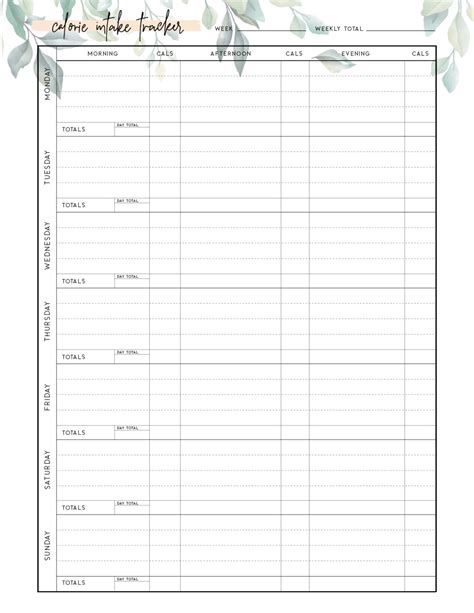 Free Printable Calorie Tracker World Of Printables