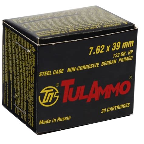 Tulammo 762x39mm Ammo 122 Grain Hollow Point Steel Case Ammo Deals