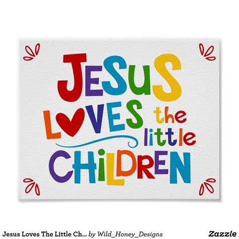 Jesus Loves The Little Children Kids Christian Poster Zazzle Artofit