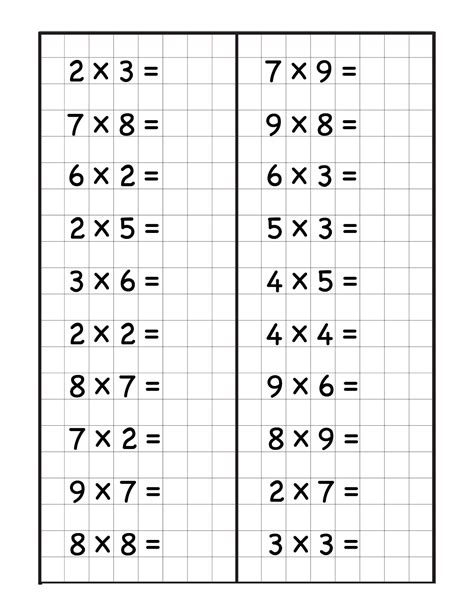 Multiplication Table Worksheets For Kids
