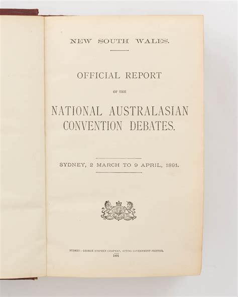 Official Report Of The National Australasian Convention Debates Sydney