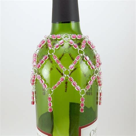 Wine Bottle Necklace Beaded Lace Decor By Deederthebeader