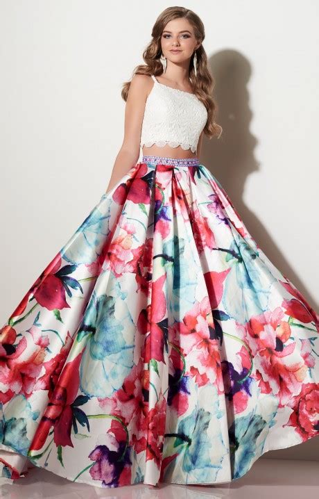 Studio 17 12632 Lace Two Piece With Floral Ballgown Prom Dress
