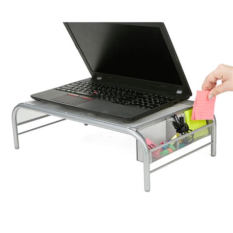 Mind Reader Monitor Stand Laptop Riser With 2 Storage Compartments