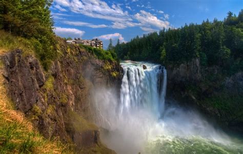 Wallpaper House Open Waterfall Stream Snoqualmie Falls Images For
